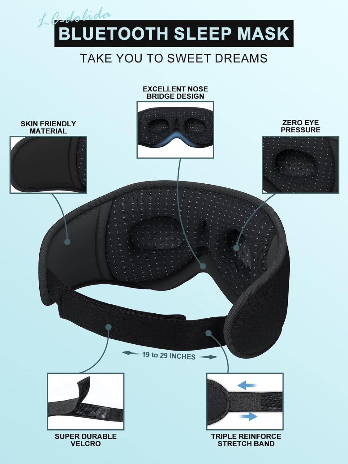 Joyorval - Wireless Sleep Mask with Built-In Headphones for Deep Relaxation