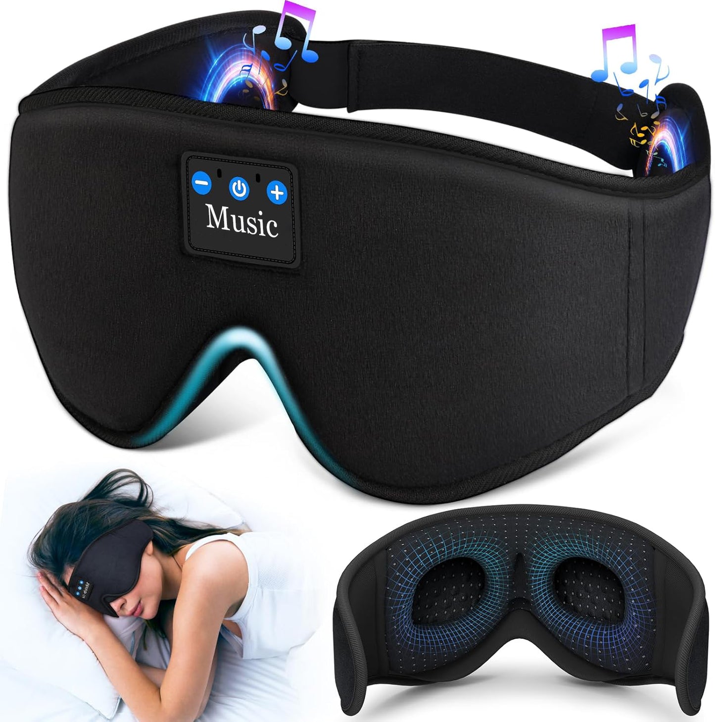 Joyorval - Wireless Sleep Mask with Built-In Headphones for Deep Relaxation